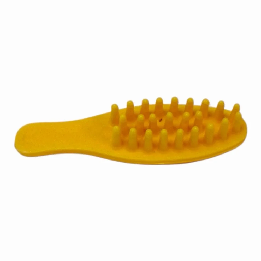 Vintage‎ Yellow Plastic Hairbrush with Heart Design 1